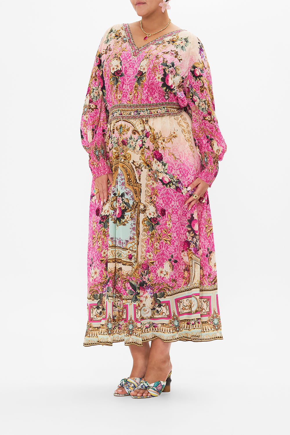 DRESS WITH SHIRRED WAIST AND CUFF CALL OF THE CANAL