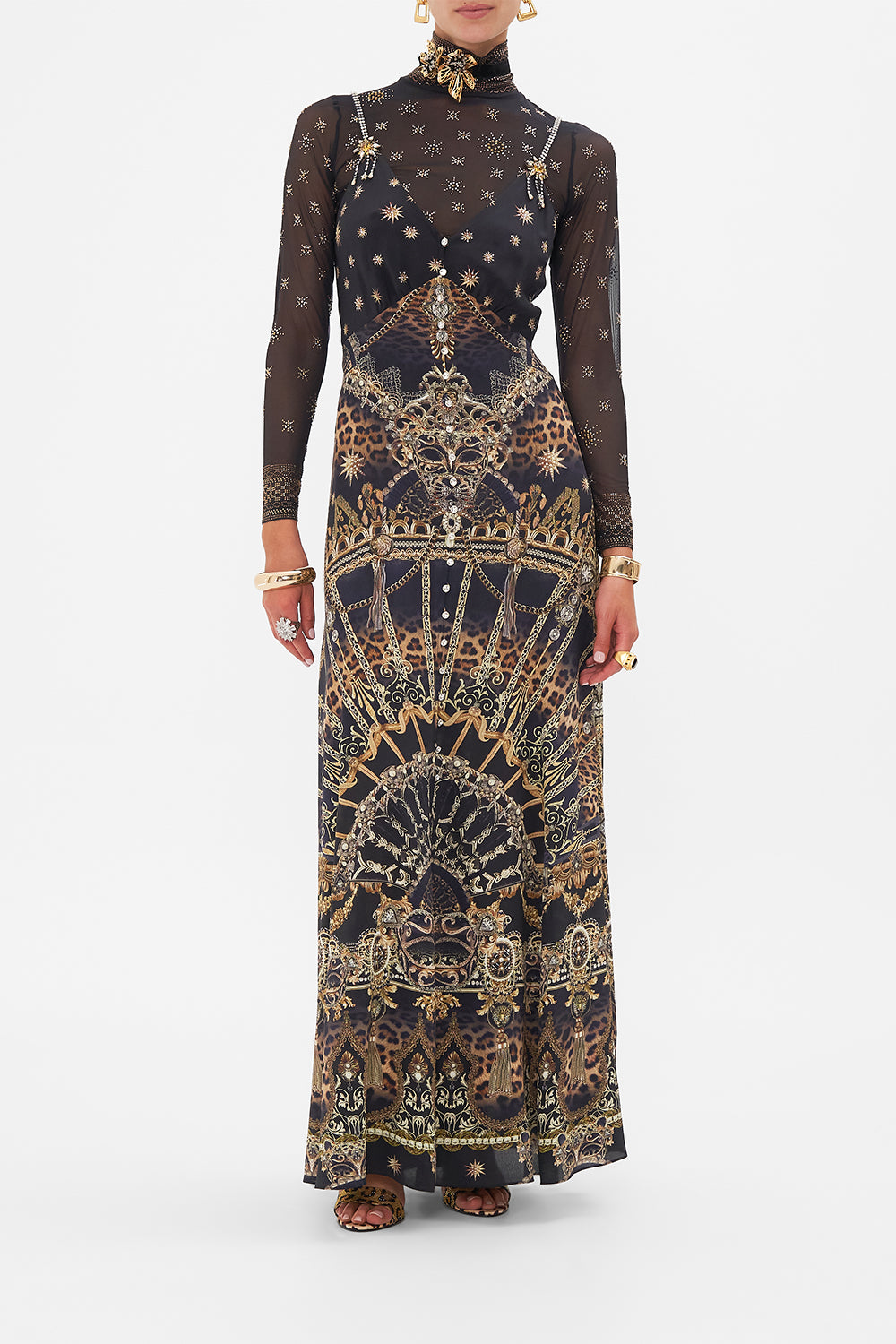 BUTTON FRONT STRAPPY DRESS MASKED AT MOONLIGHT