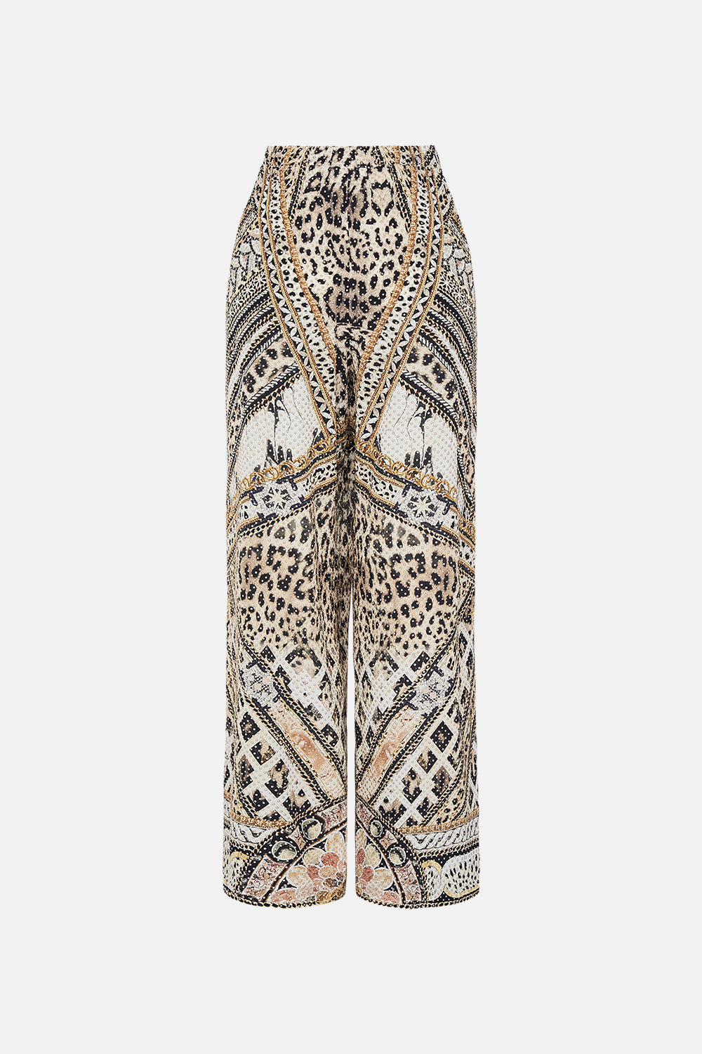 Back product view of CAMILLA silk animal print pants in Mosaic Muse 