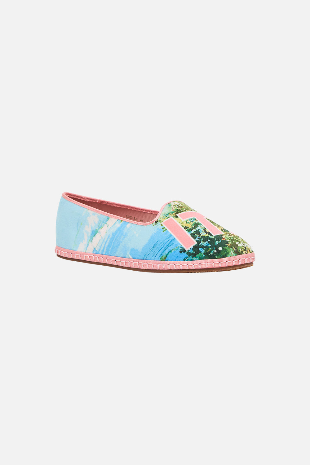 Product view of CAMILLA designer espadrille shoes in From Sorrento With Love print