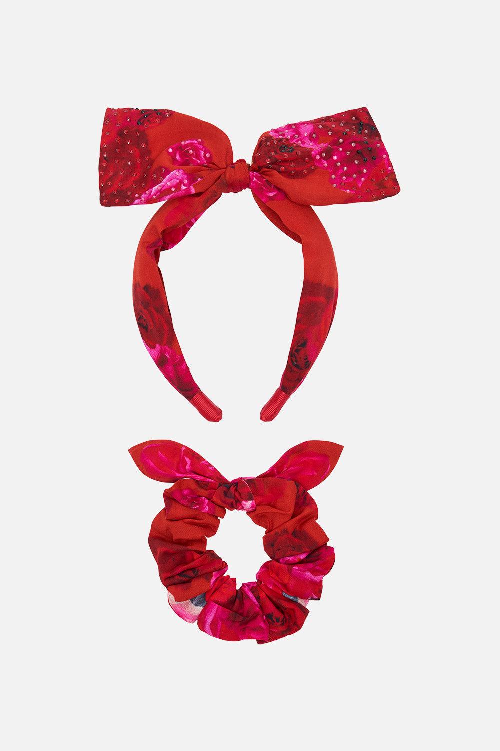 Product view of Milla By CAMILLA kids hair accessory set in An Italian Rosa print 