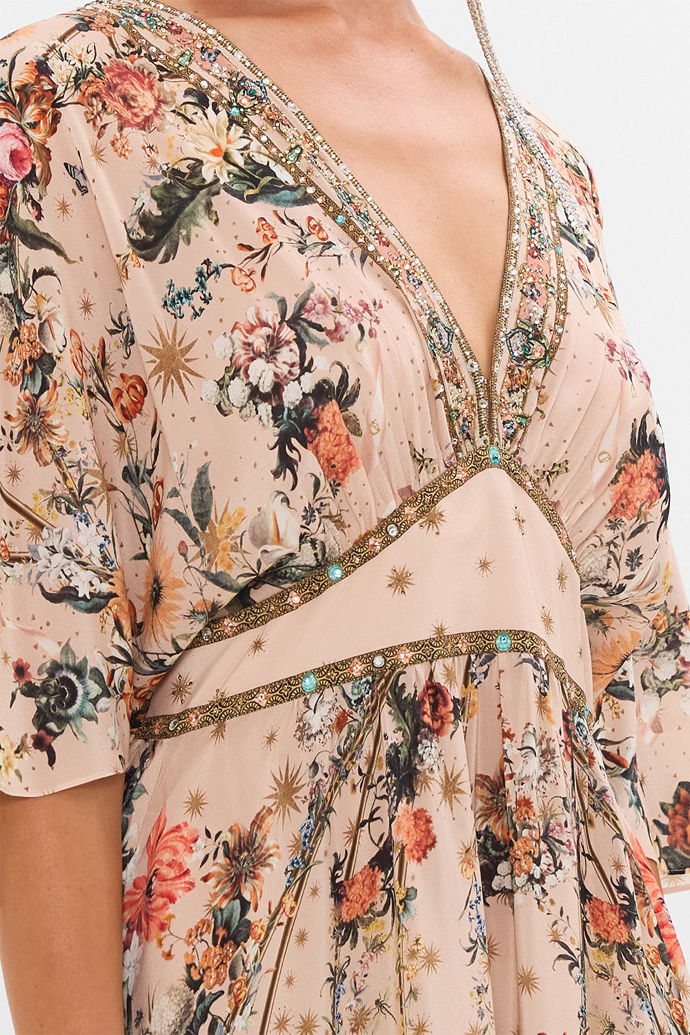 CAMILLA ruffle hem dress in Rose Garden Revolution print