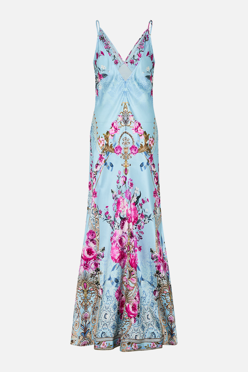 CAMILLA silk slip dress in Down The Garden Path print