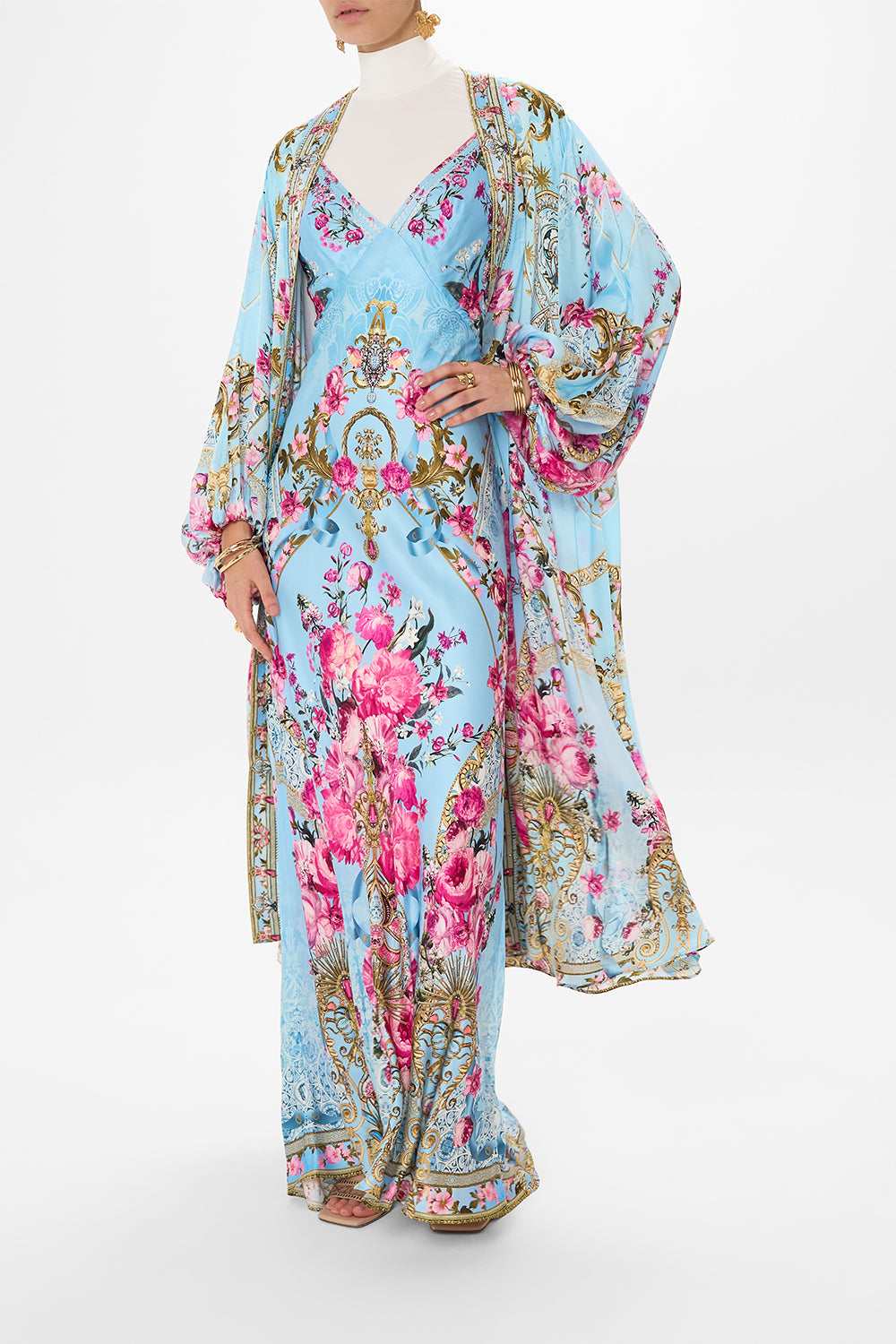 CAMILLA silk slip dress in Down The Garden Path print