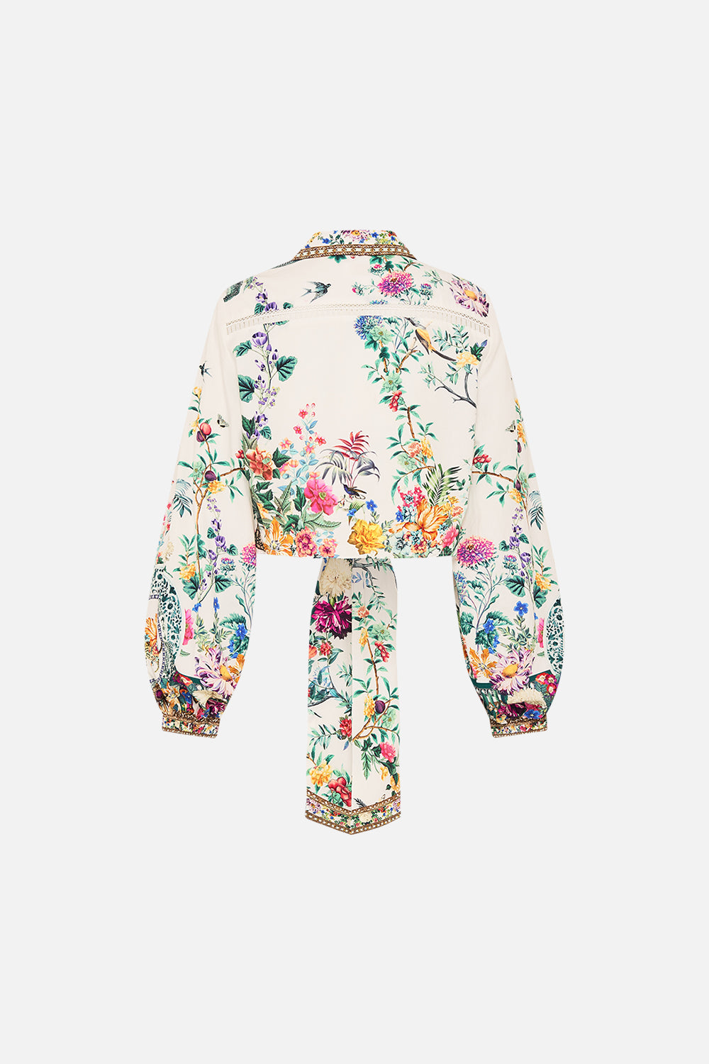 CAMILLA cropped shirt in Plumes and Parterres print