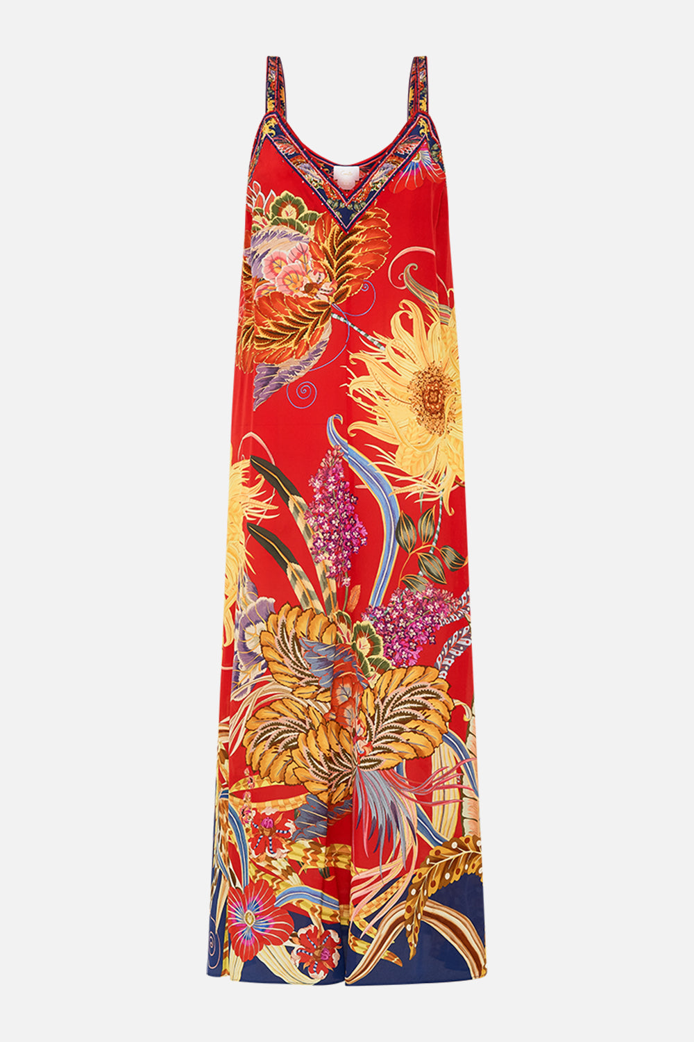 CAMILLA silk slip dress in Through Vincents Eyes print