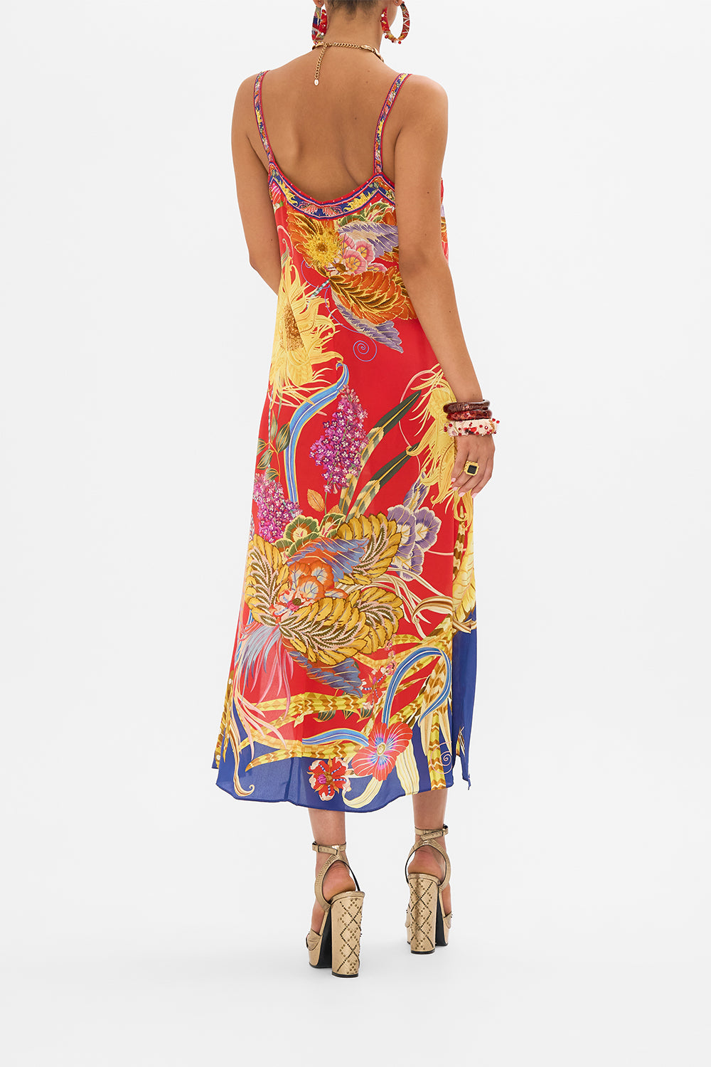 CAMILLA silk slip dress in Through Vincents Eyes print