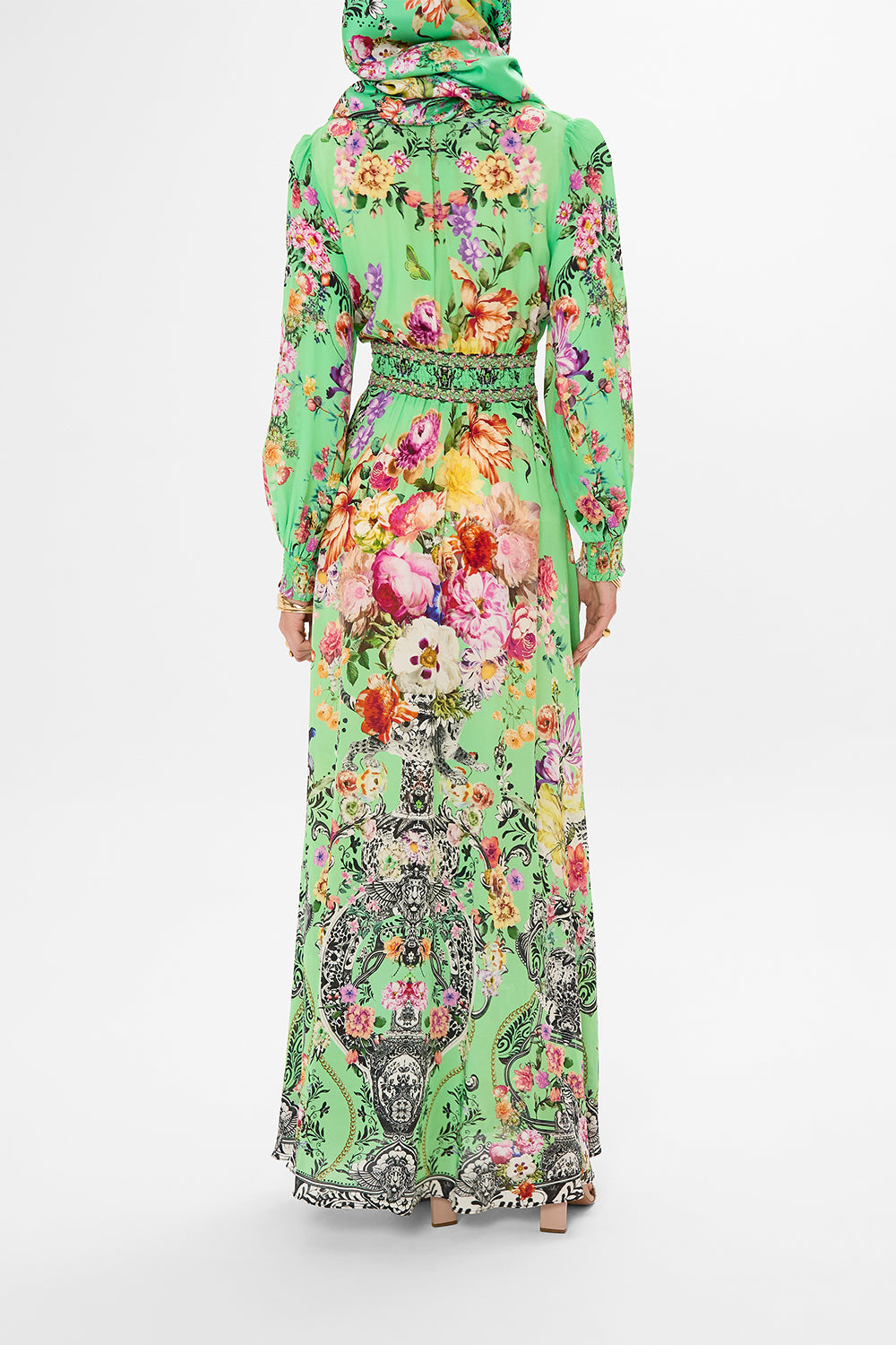 BUTTON DRESS WITH SHAPED WAISTBAND PORCELAIN DREAM