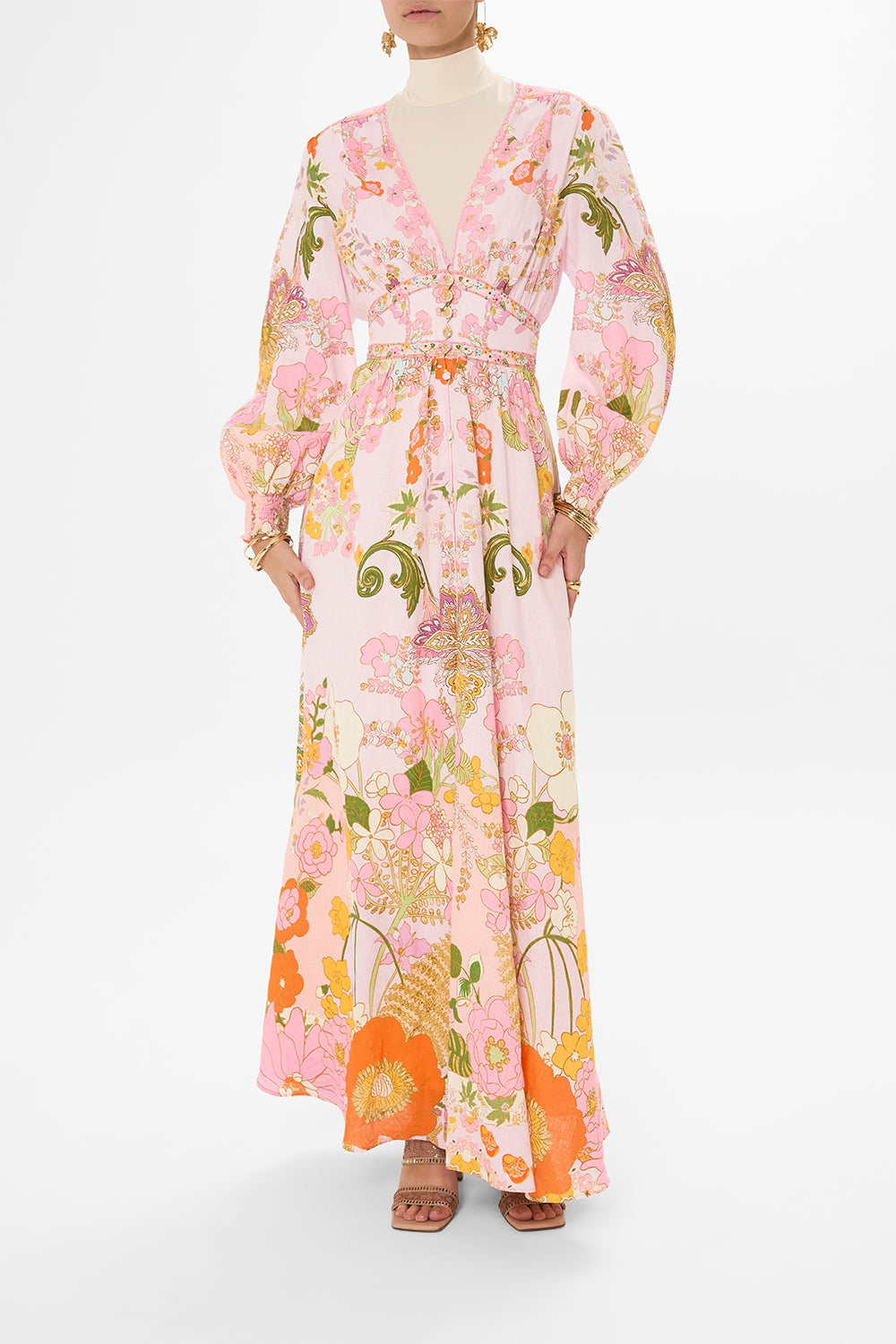 CAMILLA silk floral print dress in Clever Clogs print