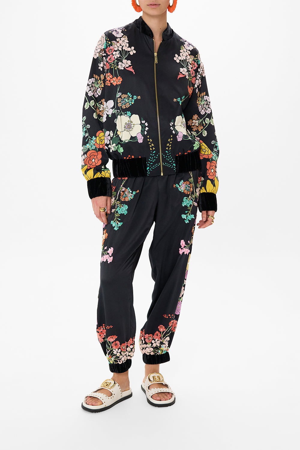 CAMILLA silk bomber jacket in We Wore Folklore print