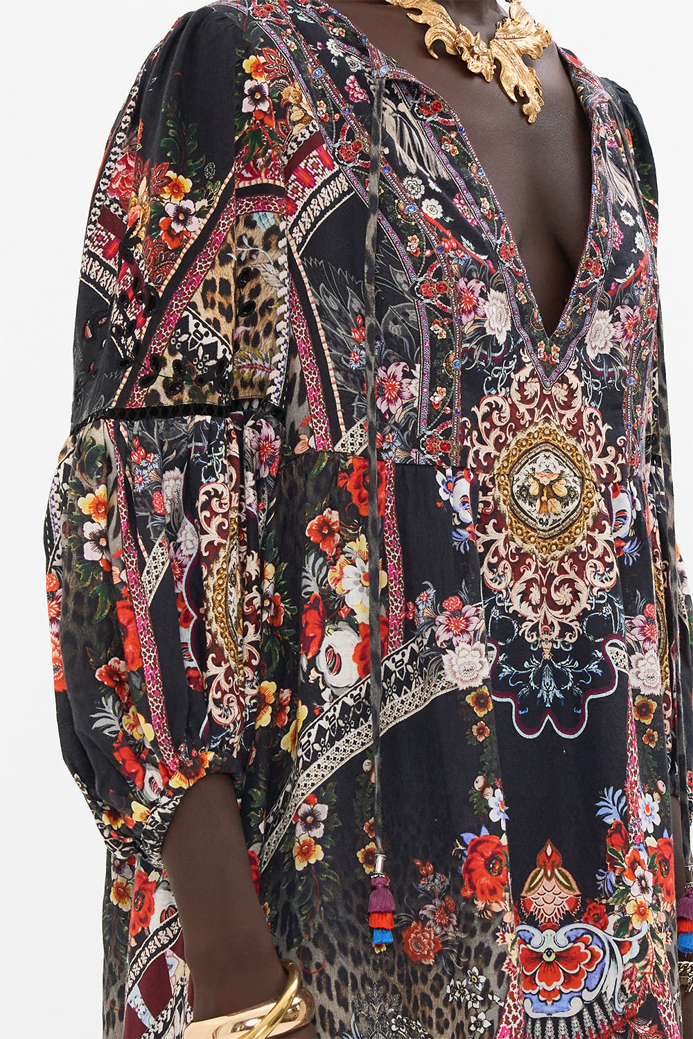 CAMILLA silk dress in Volendam Dolls print