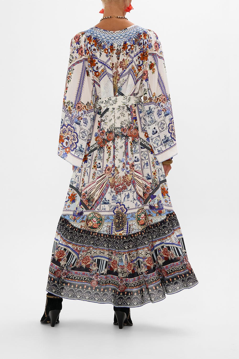 CAMILLA silk dress in My Folk Art Heart print