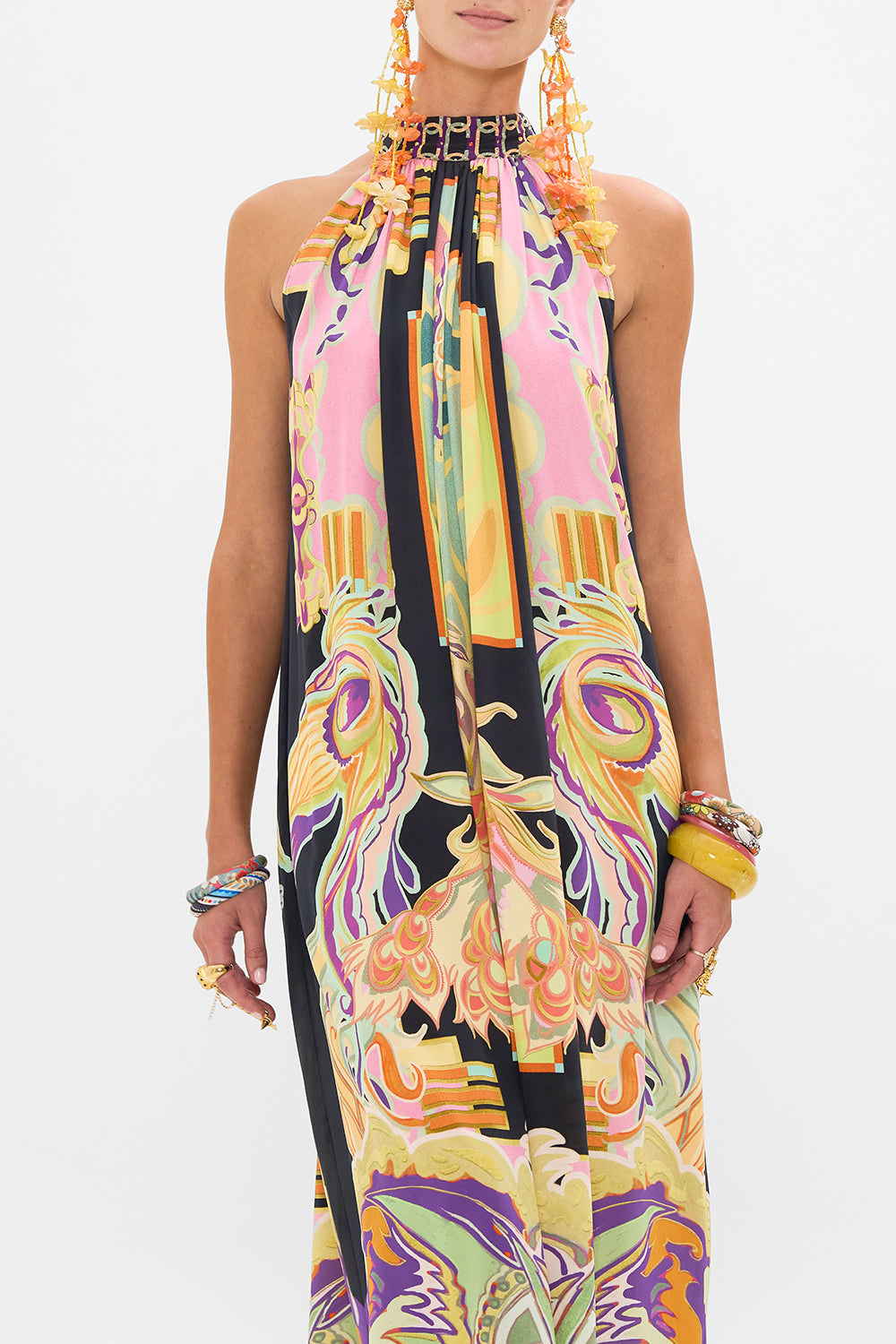 CAMILLA silk maxi dress in Club Cinemania print