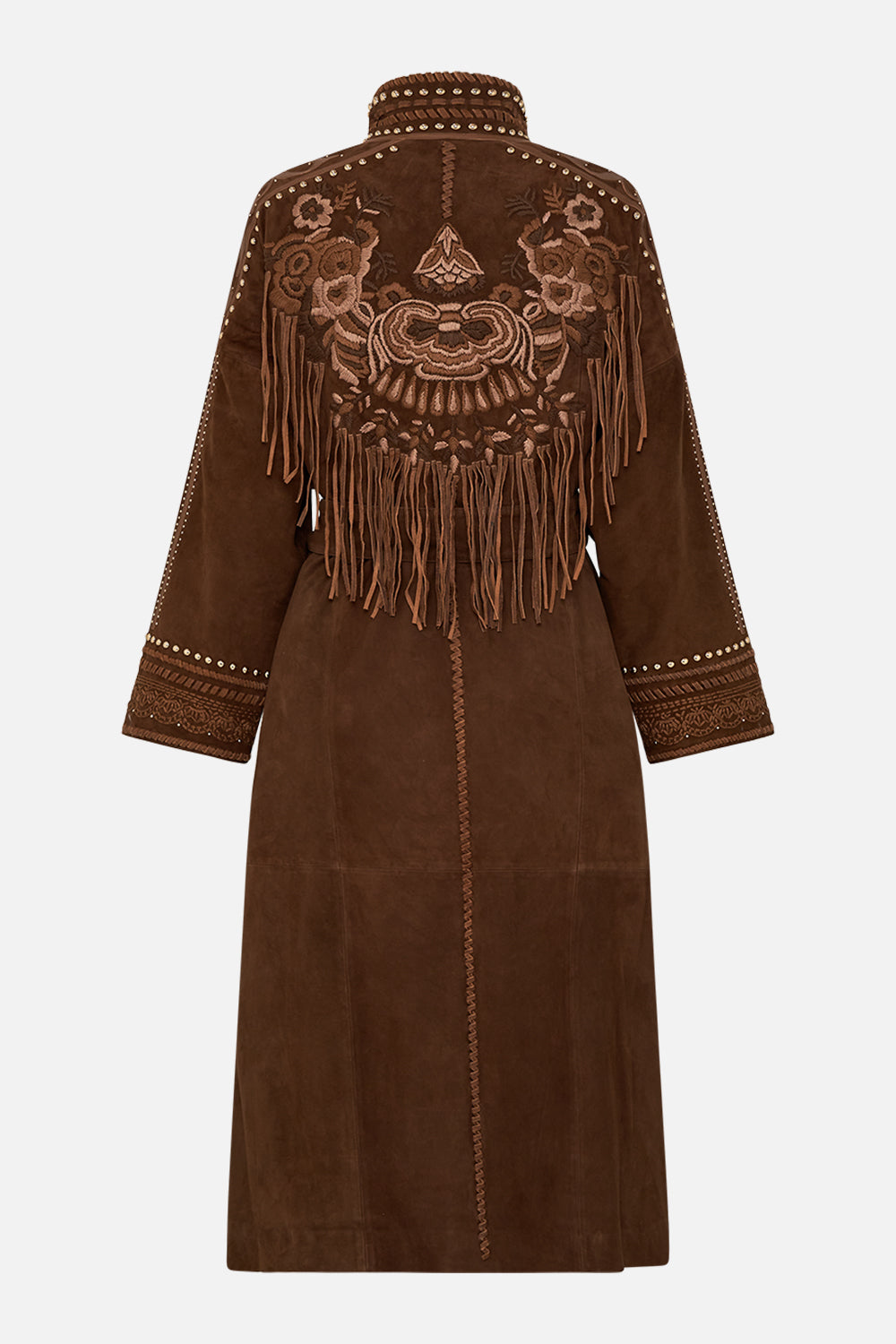 CAMILLA embroidered suede coat in Volendam Dolls print