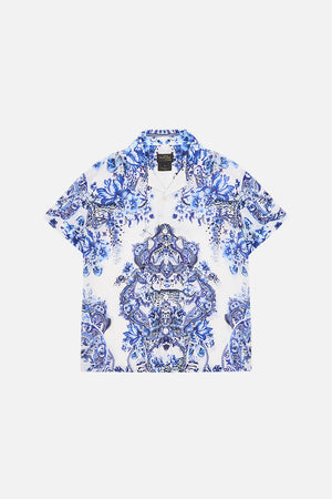 Front product view of Milla by CAMILL boys shirt sleeve shirt in Glaze and Graze print