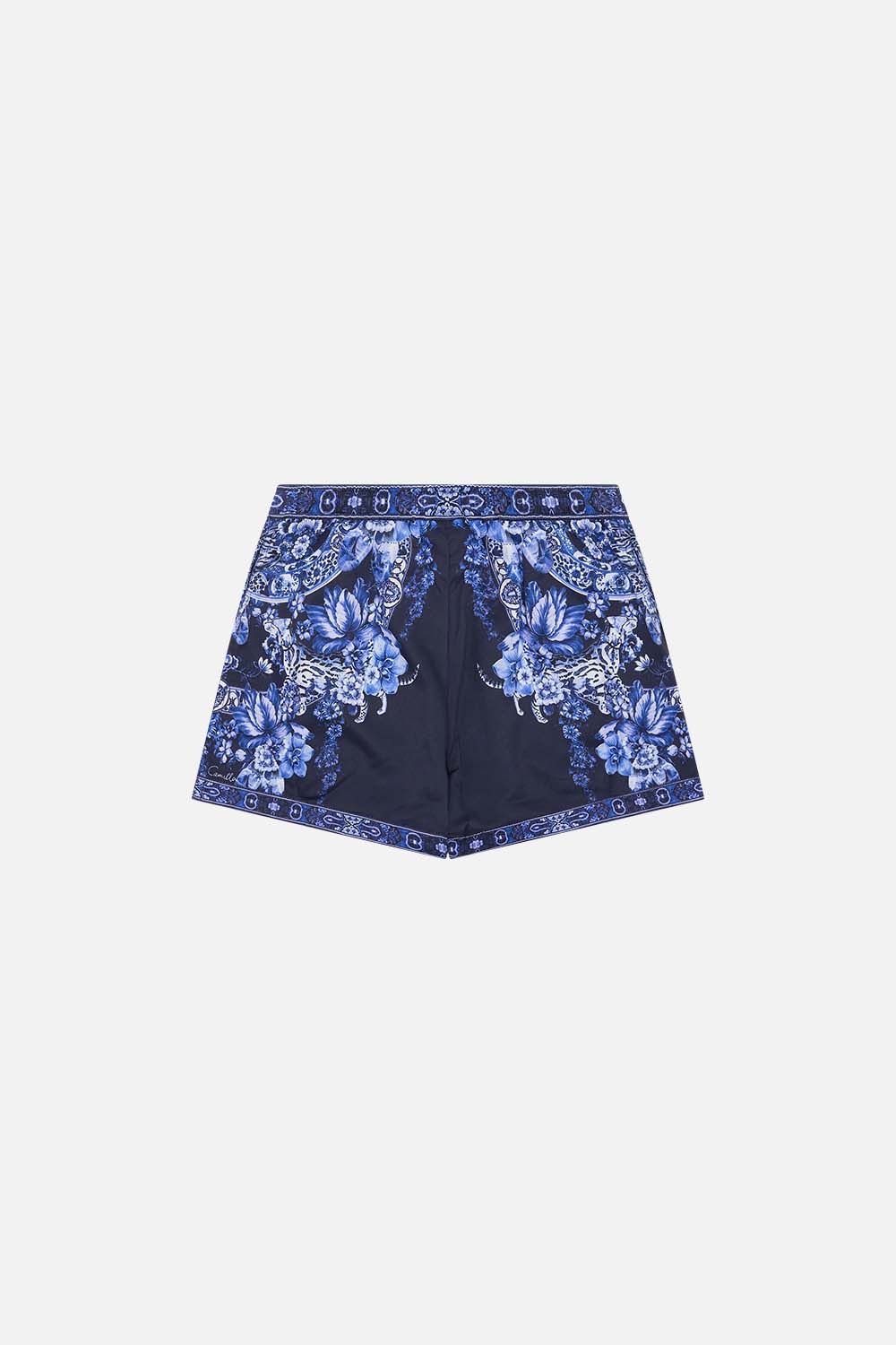 Back product view of Milla By CAMILLA boys boardshort in Delft Dynasty print