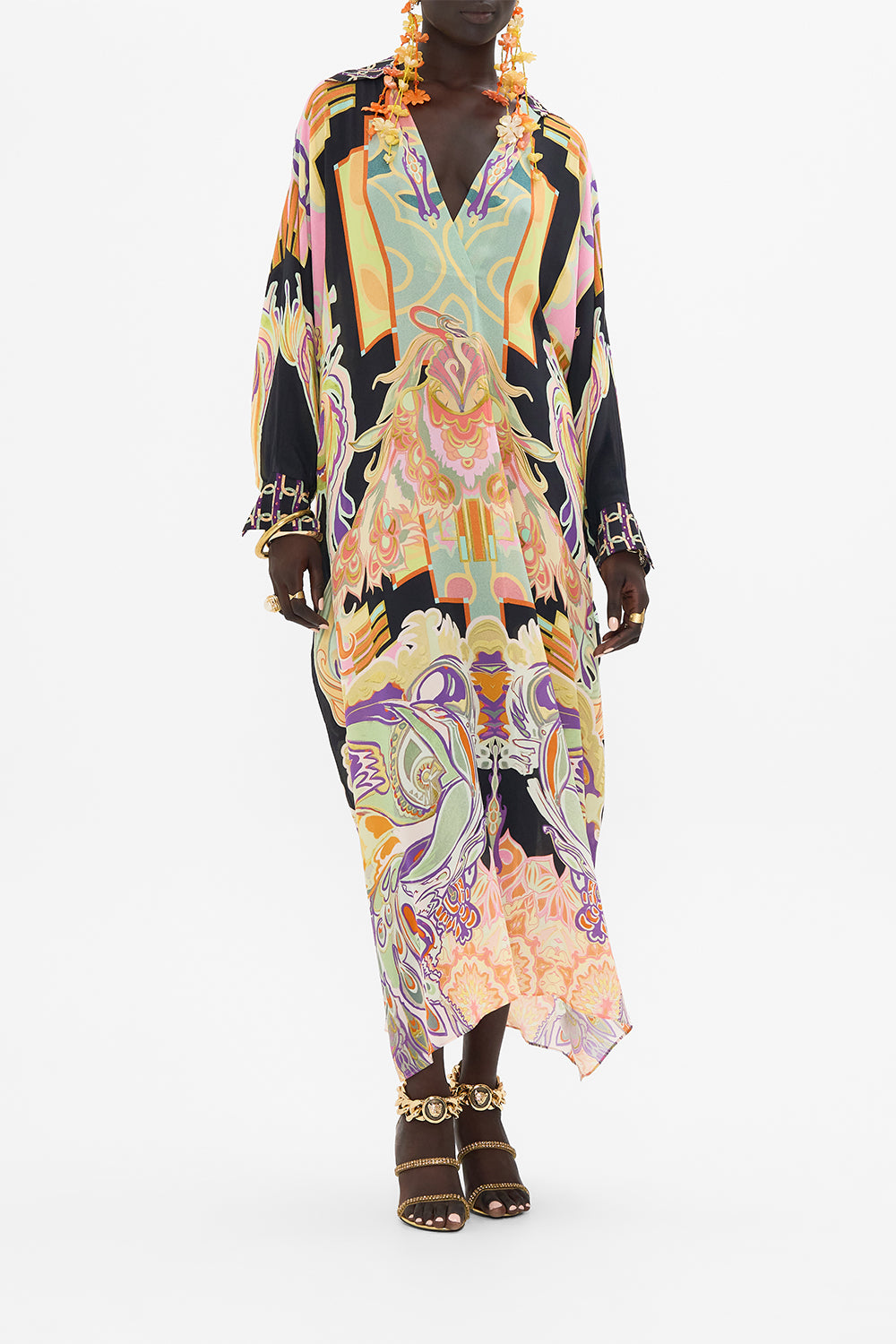 CAMILLA silk kaftan in Club Cinemania print