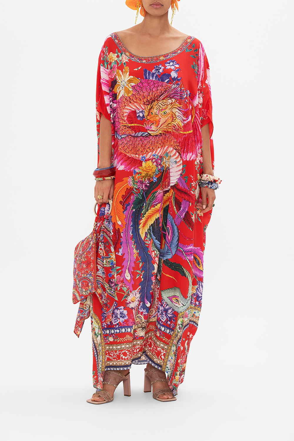 CAMILLA  silk floral print kaftan in The Summer Palace print 