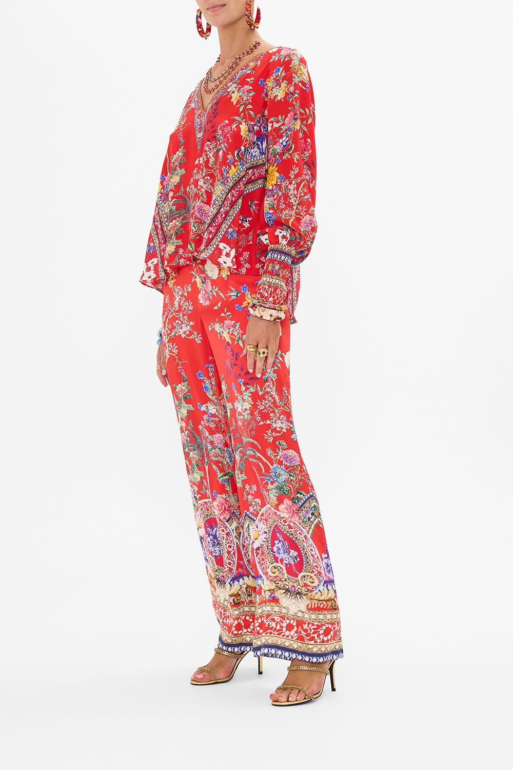 CAMILLA floral print silk blouse in The Summer Palace print