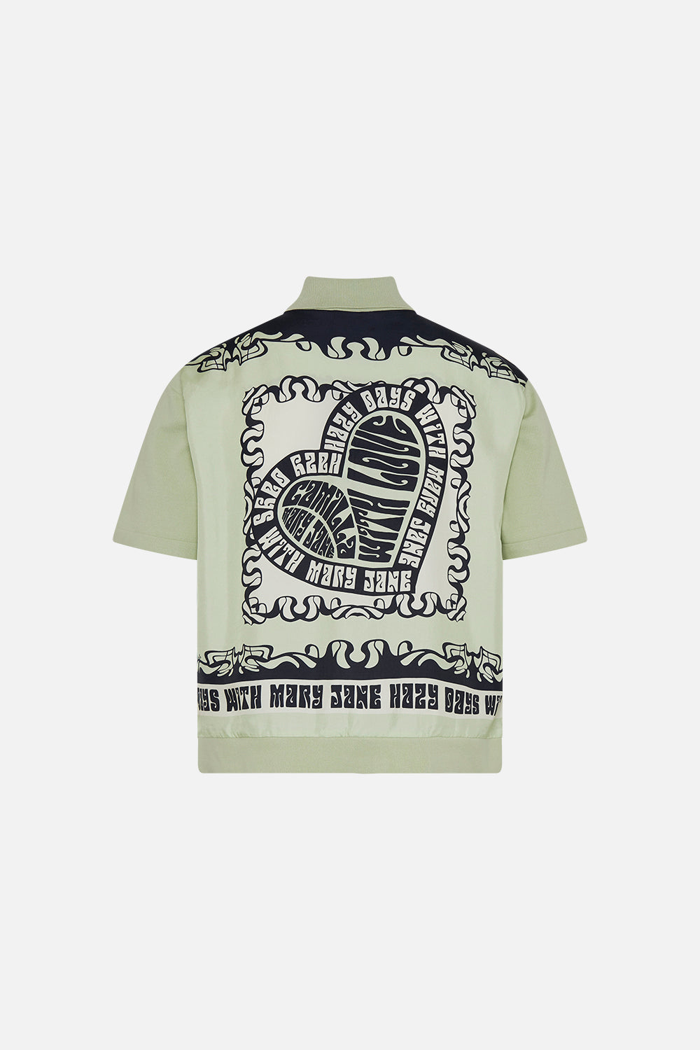 Hotel Franks by CAMILLA mens knit silk shirt in Double Dutch print