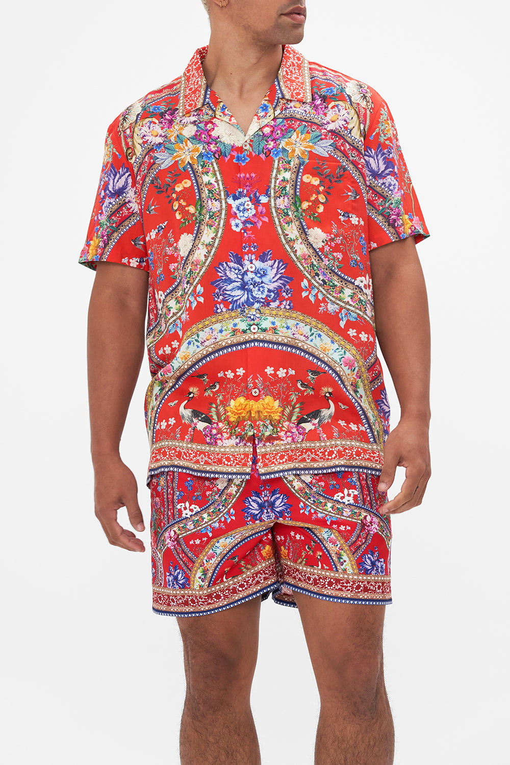 Hotel Franks By CAMILLA mens floral print camp collared shirt in The Summer Palace print