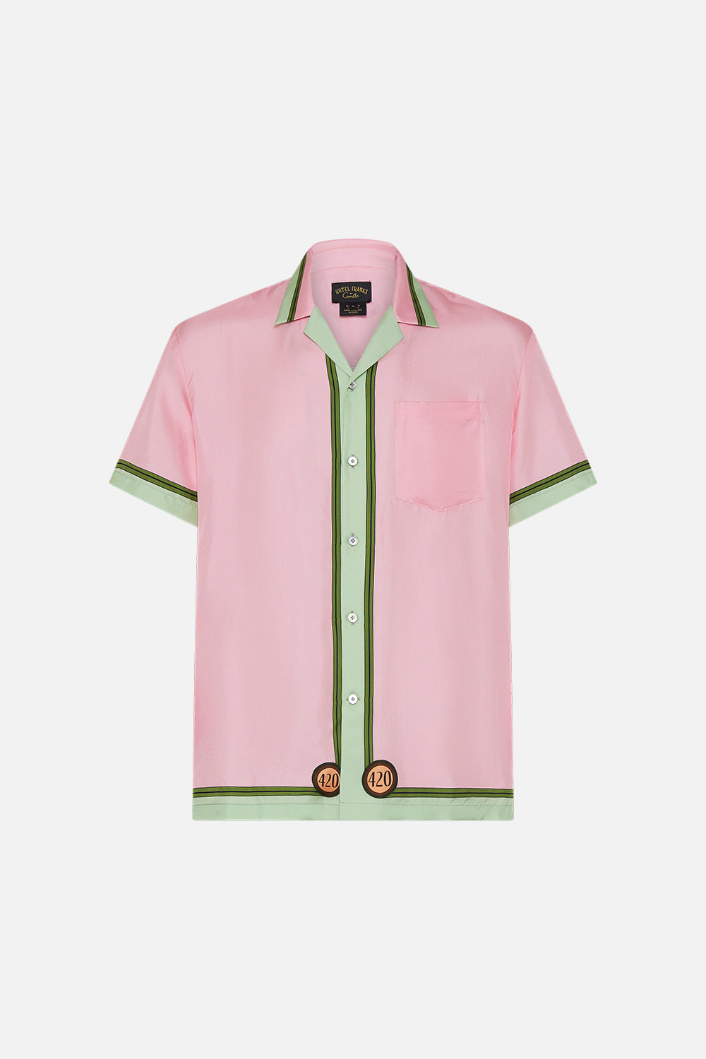 Hotel Franks by CAMILLA mens camp collared printed shirt in Lets Chase Rainbows print