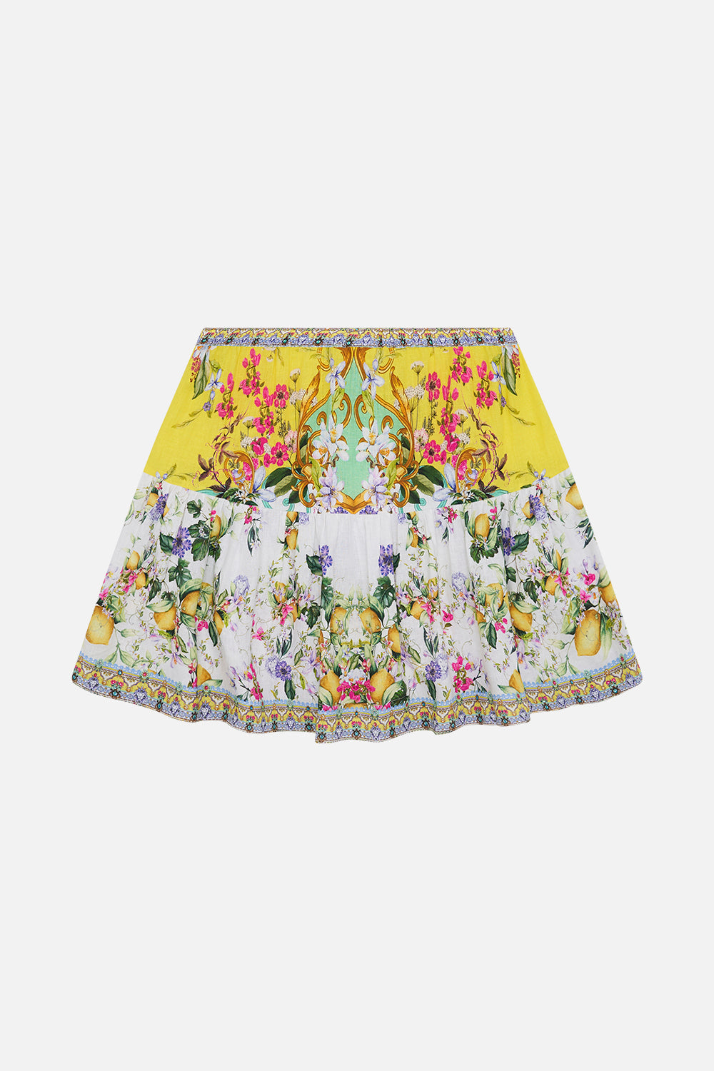 Product view of MILLA BY CAMILLA kids floral mini skirt in Caterina Spritz print