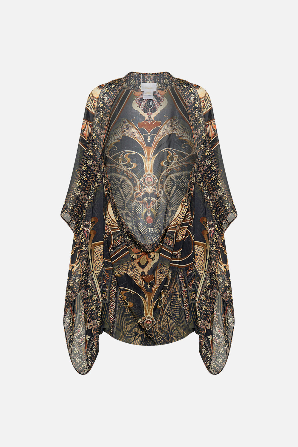 CAMLLA silk shrug in Nouveau Noir print