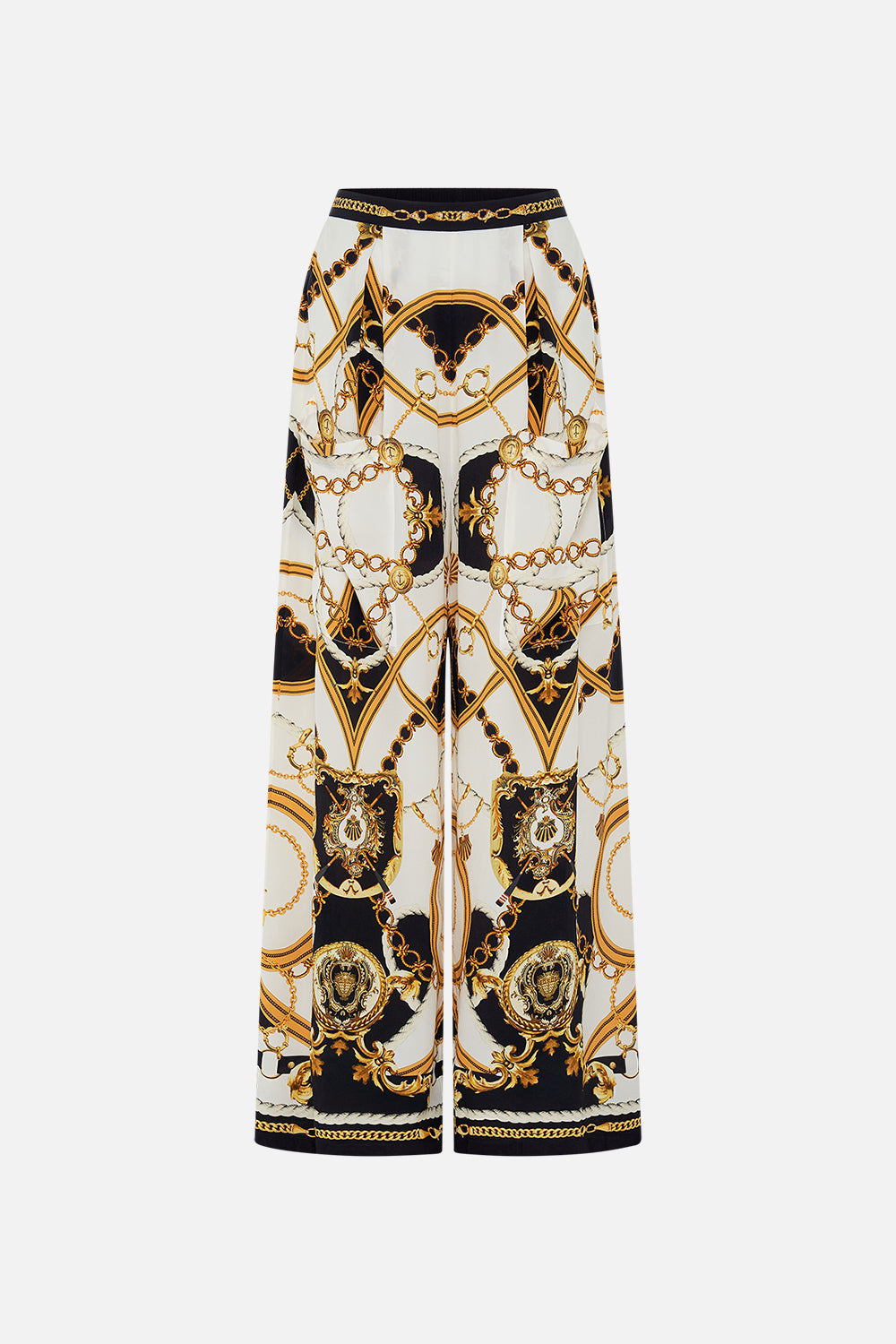 Product view of CAMILLA silk palazzo pants in Sea Charm print