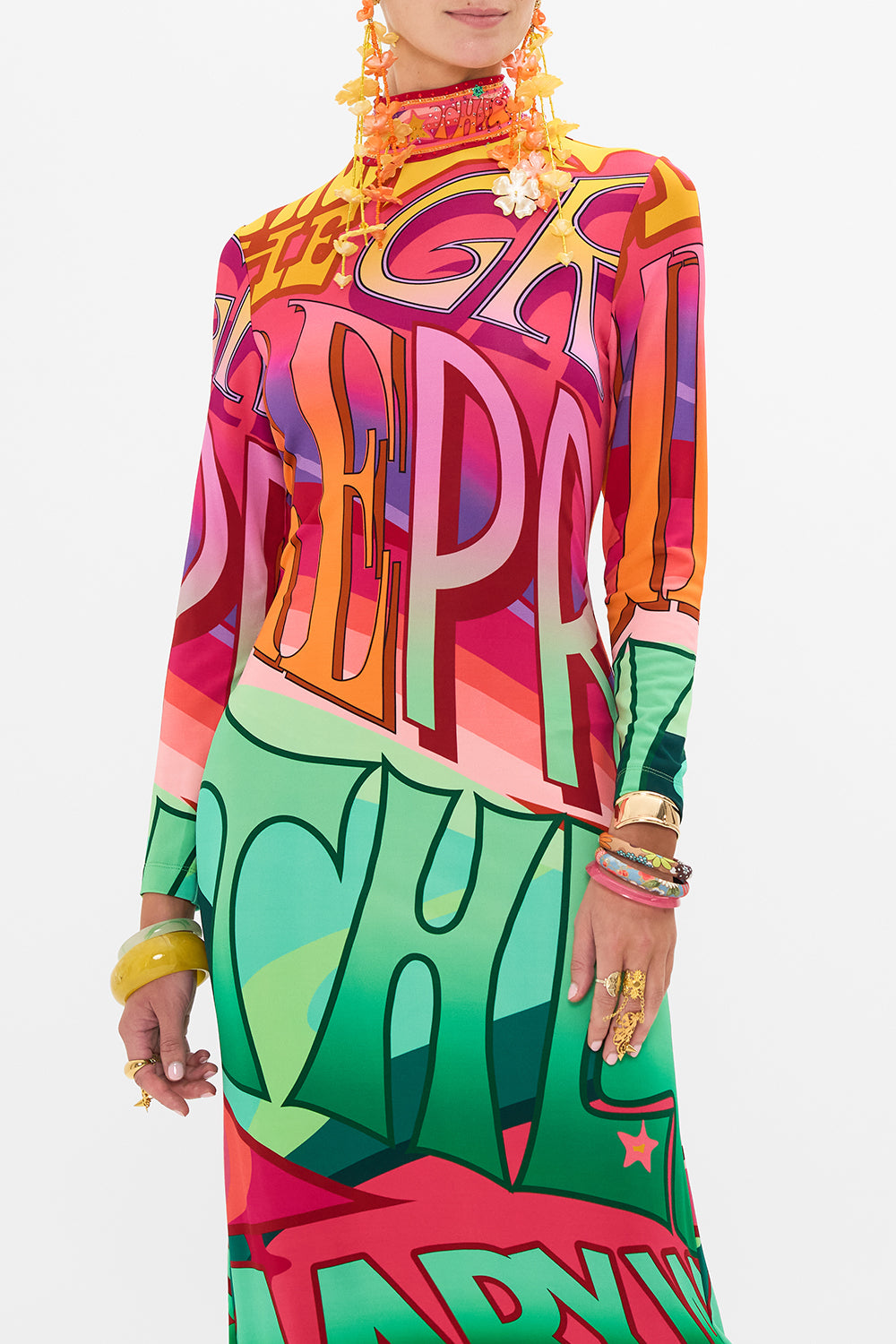 CAMILLA jersey turtleneck in Pure Prism print