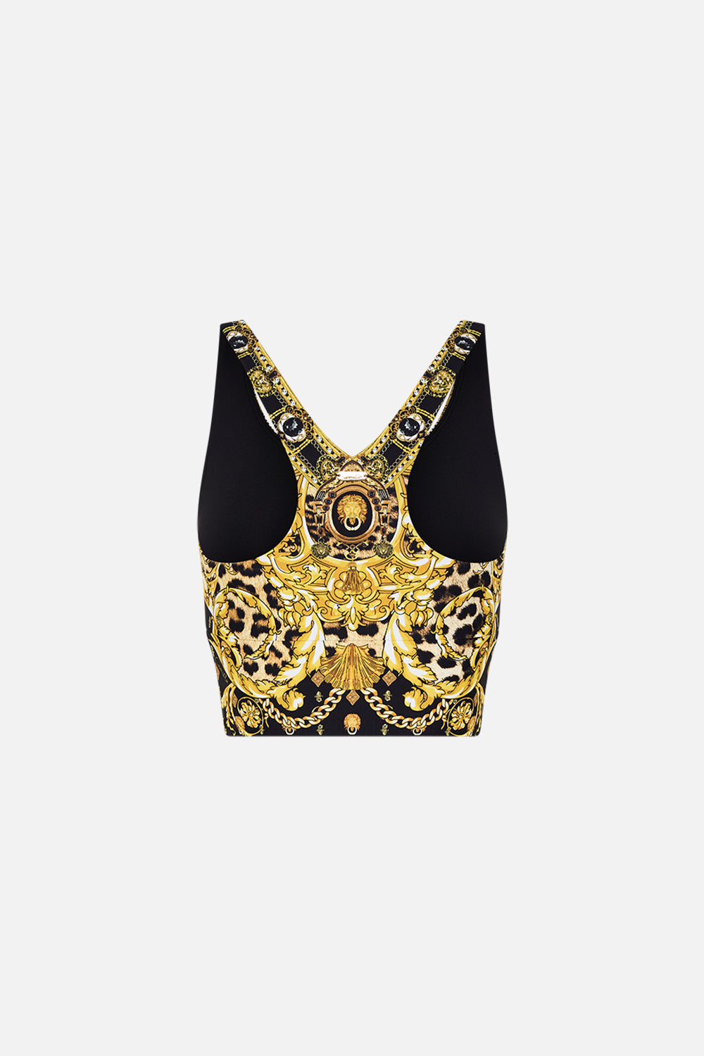 CAMILLA racer back crop top in Nouveau Nature print
