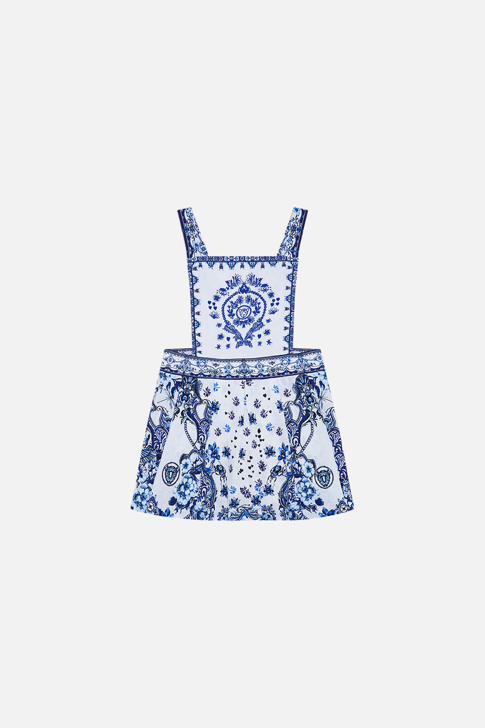 Front product view of Milla by CAMILLA kids pinafore in Glaze and Graze print