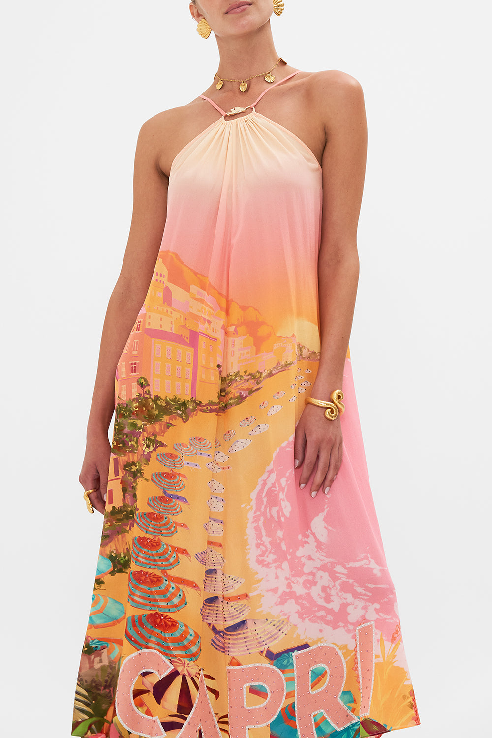 Gather Neck Halter Maxi Dress, Capri Me | CAMILLA AU  CAMILLA