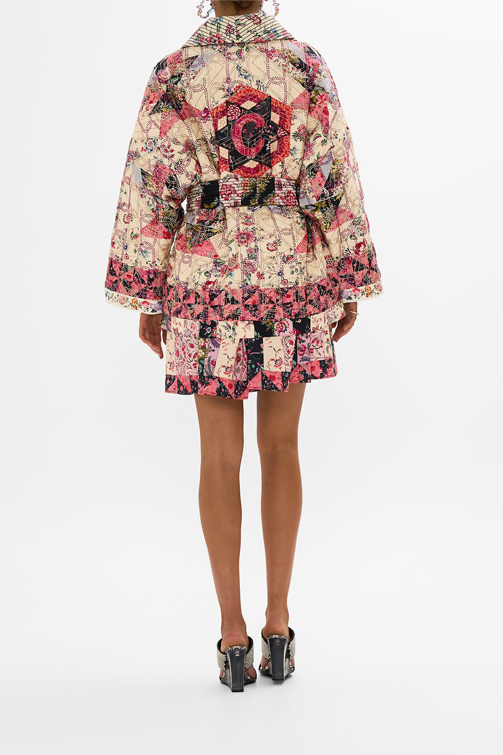 CAMILLA Floral Reversible Quilted Coat in Patchwork Poetry