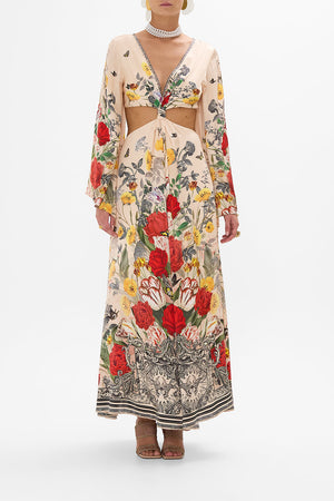 CAMILLA silk cut out dress in Etched Into Eternity print