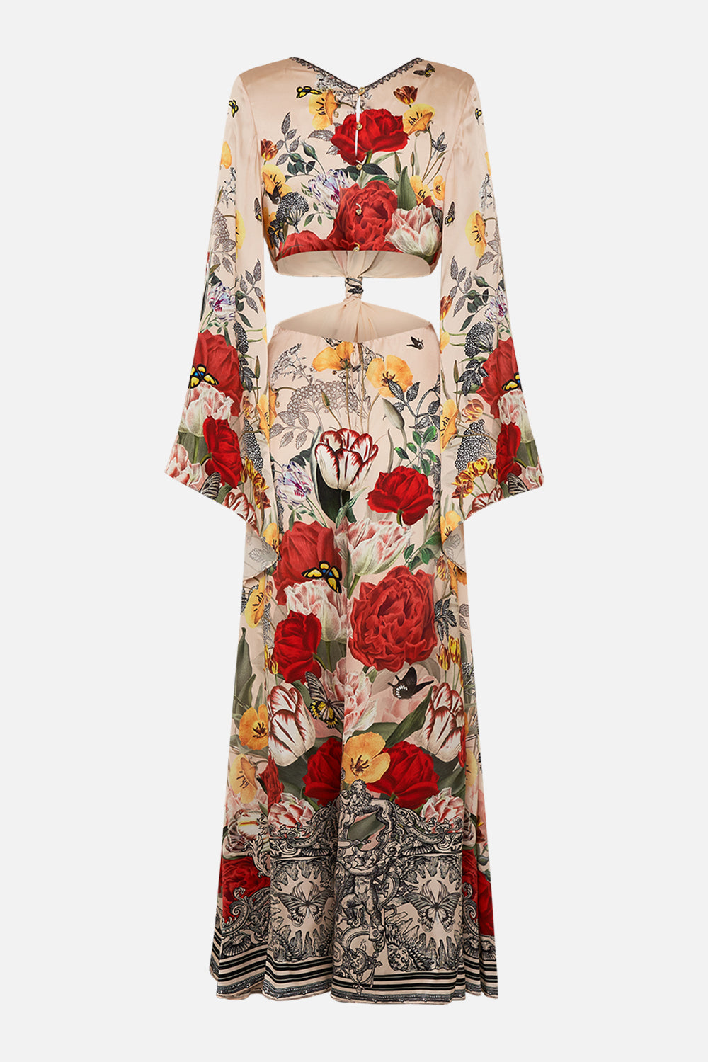 CAMILLA Multi Cut Out Dress with Knot Front in Etched into Eternity print