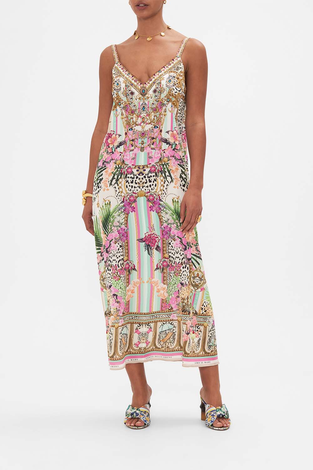 V Neck Midi Slip Dress, Dear Amore Mio