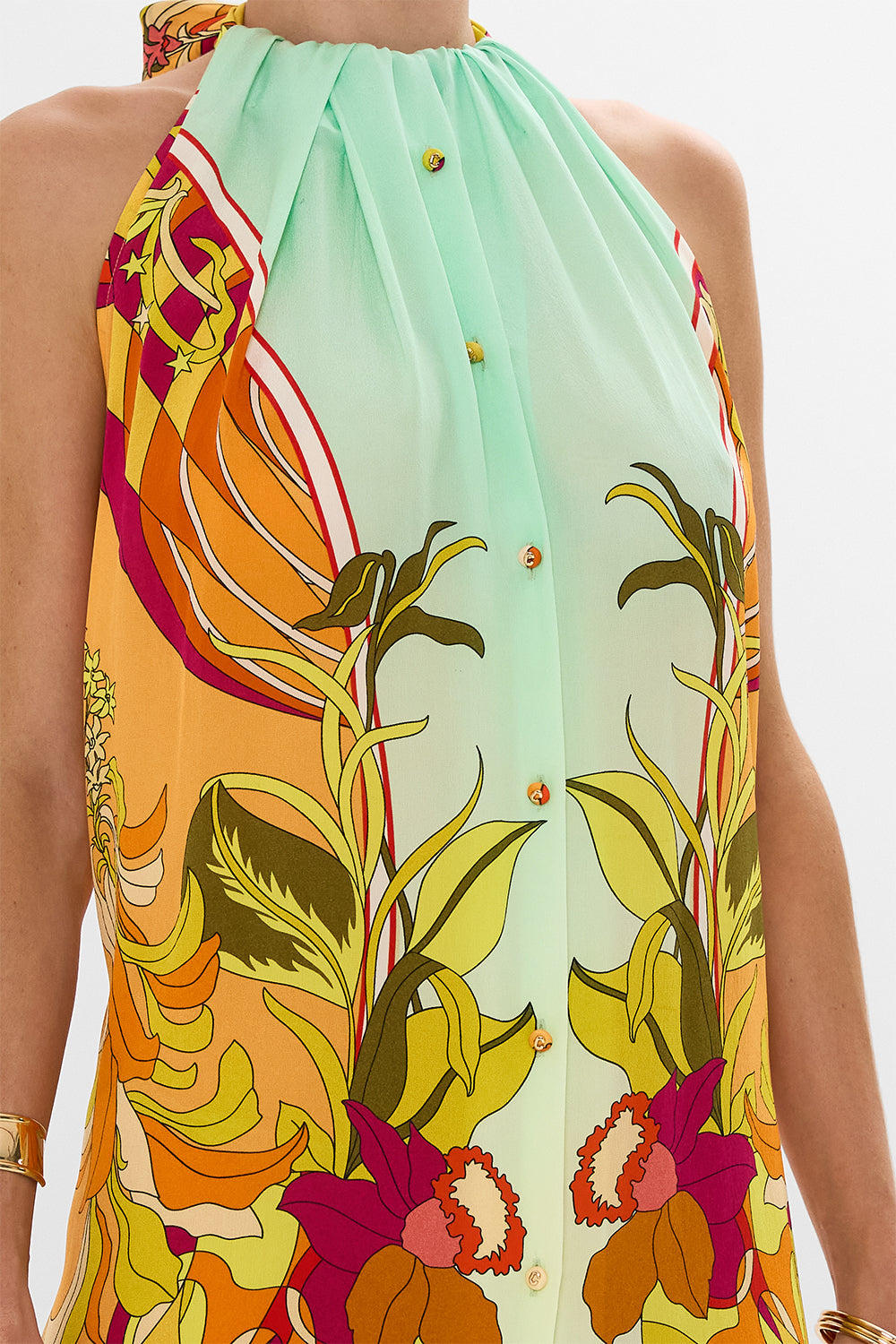 CAMILLA Floral Button Front Opening Dress in The Flower Child Society