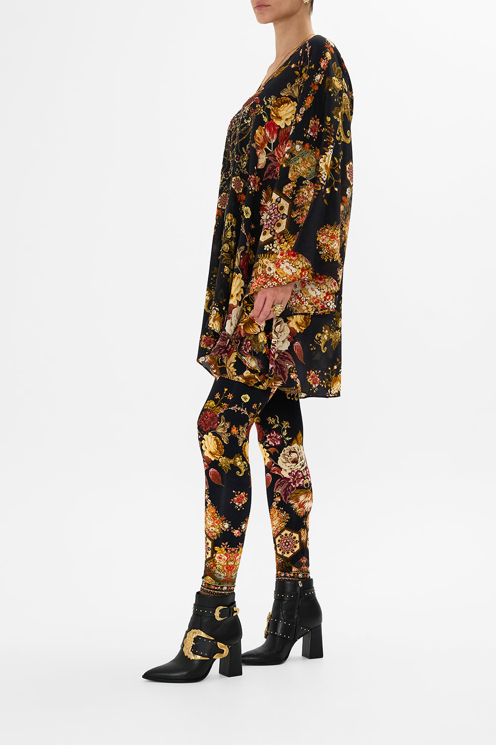 CAMILLA floral leggings in Stitched In Time print.