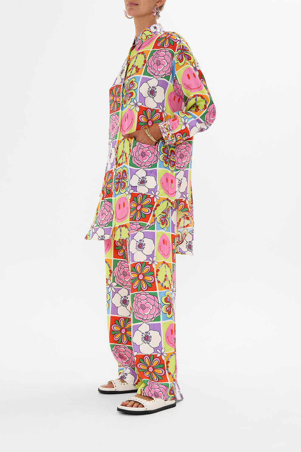 CAMILLA floral Shirt Tunic with Pockets in Cosmic Prairie