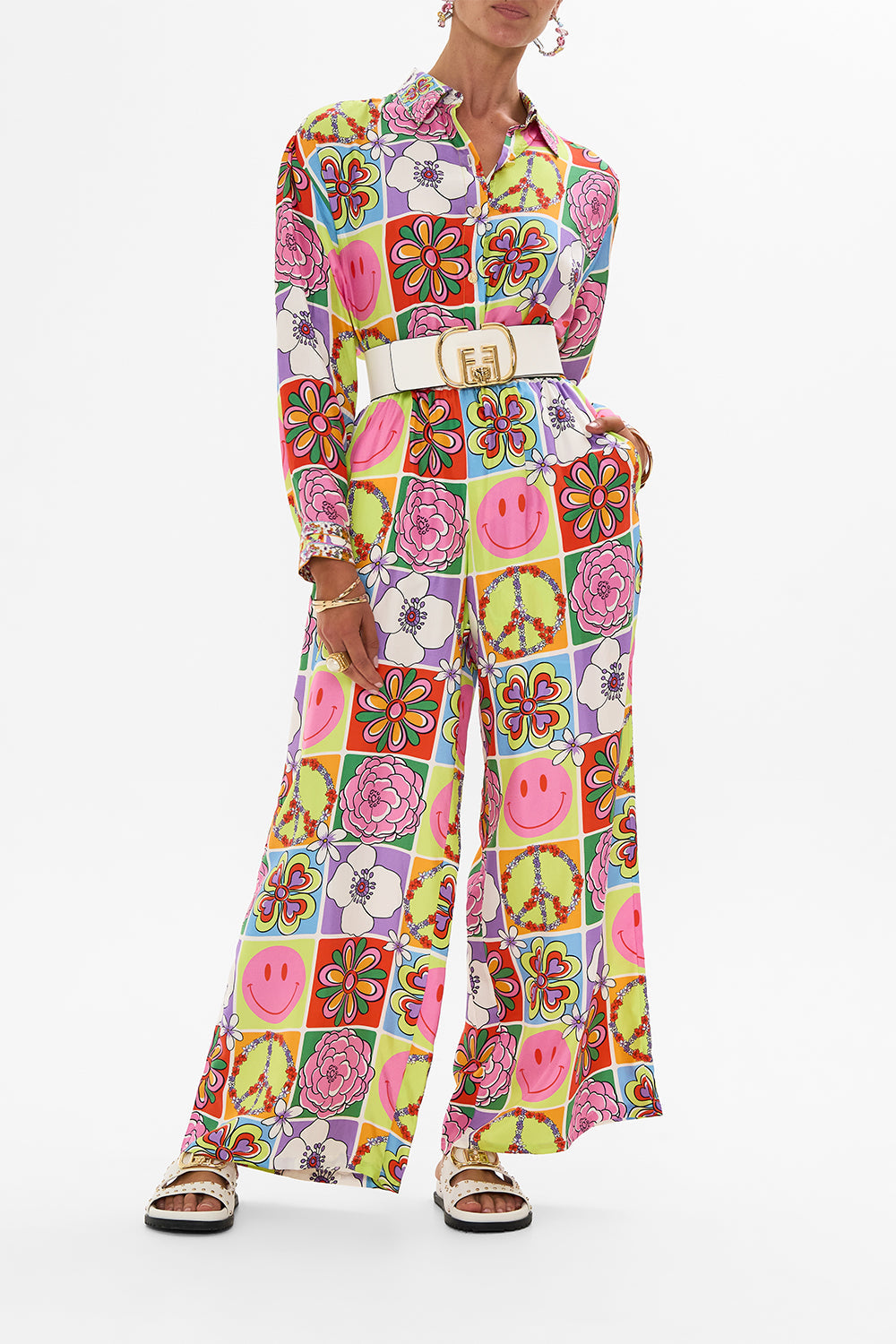 CAMILLA floral Shirt Tunic with Pockets in Cosmic Prairie