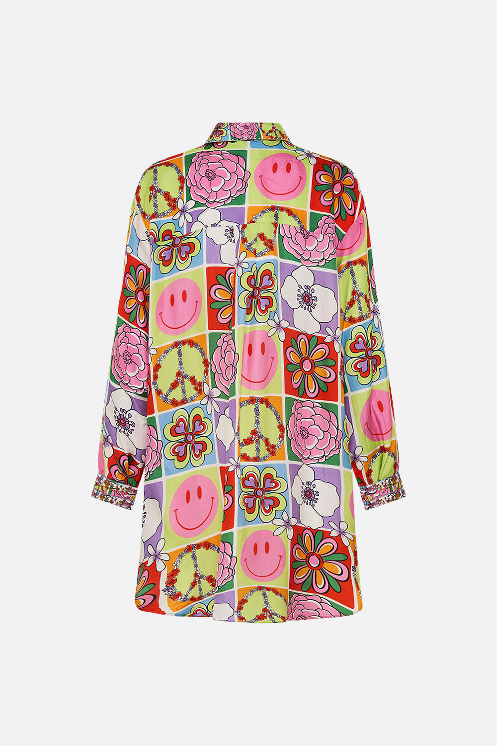 CAMILLA floral Shirt Tunic with Pockets in Cosmic Prairie