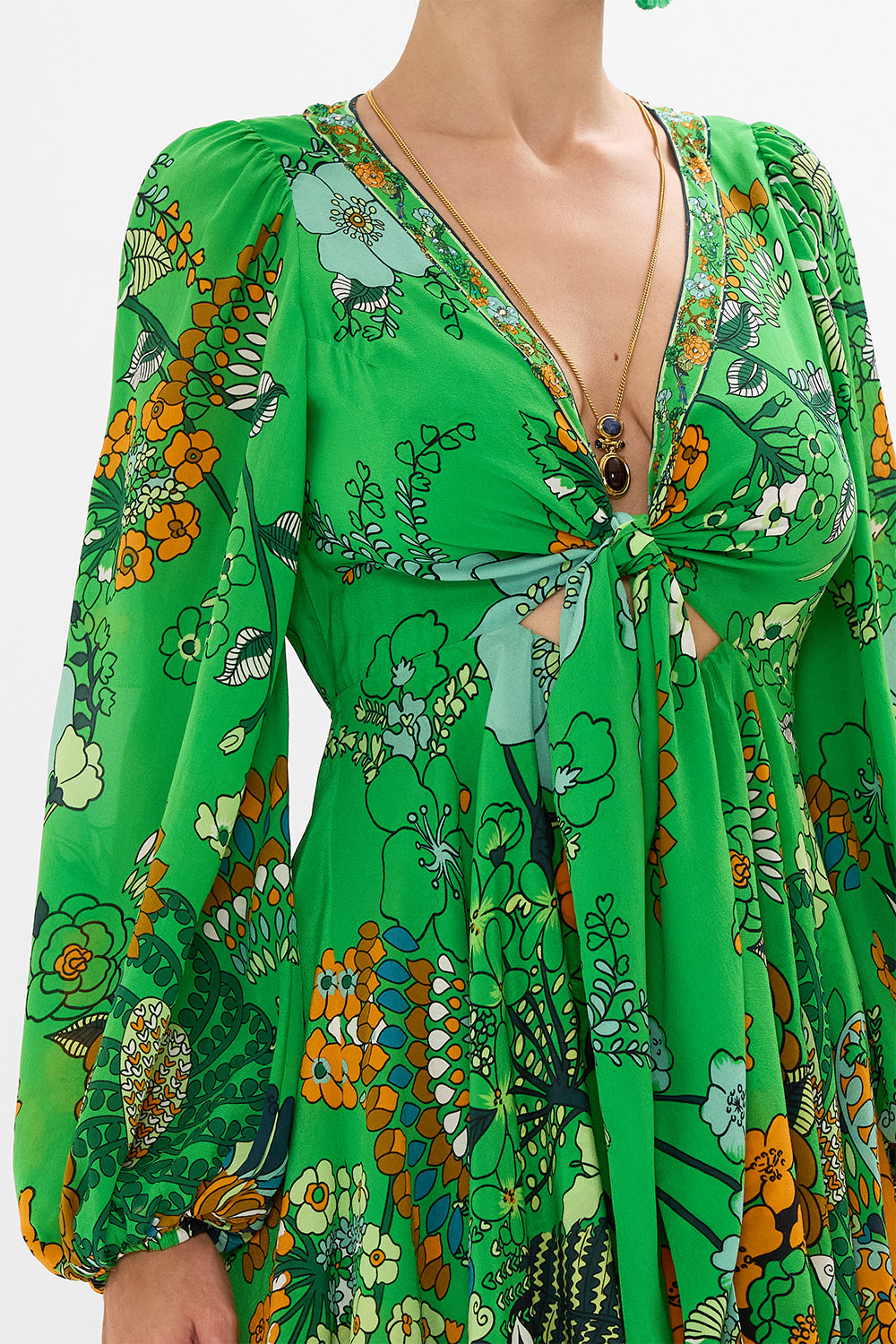 CAMILLA short wrap tie dress in  Good Vibrations print. 