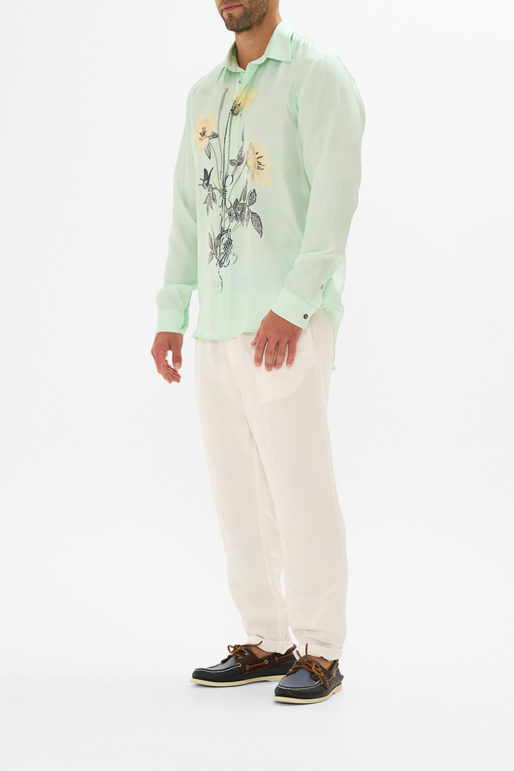 CAMILLA Floral Long Sleeve Hidden Placket Shirt in Petal Promise Land print