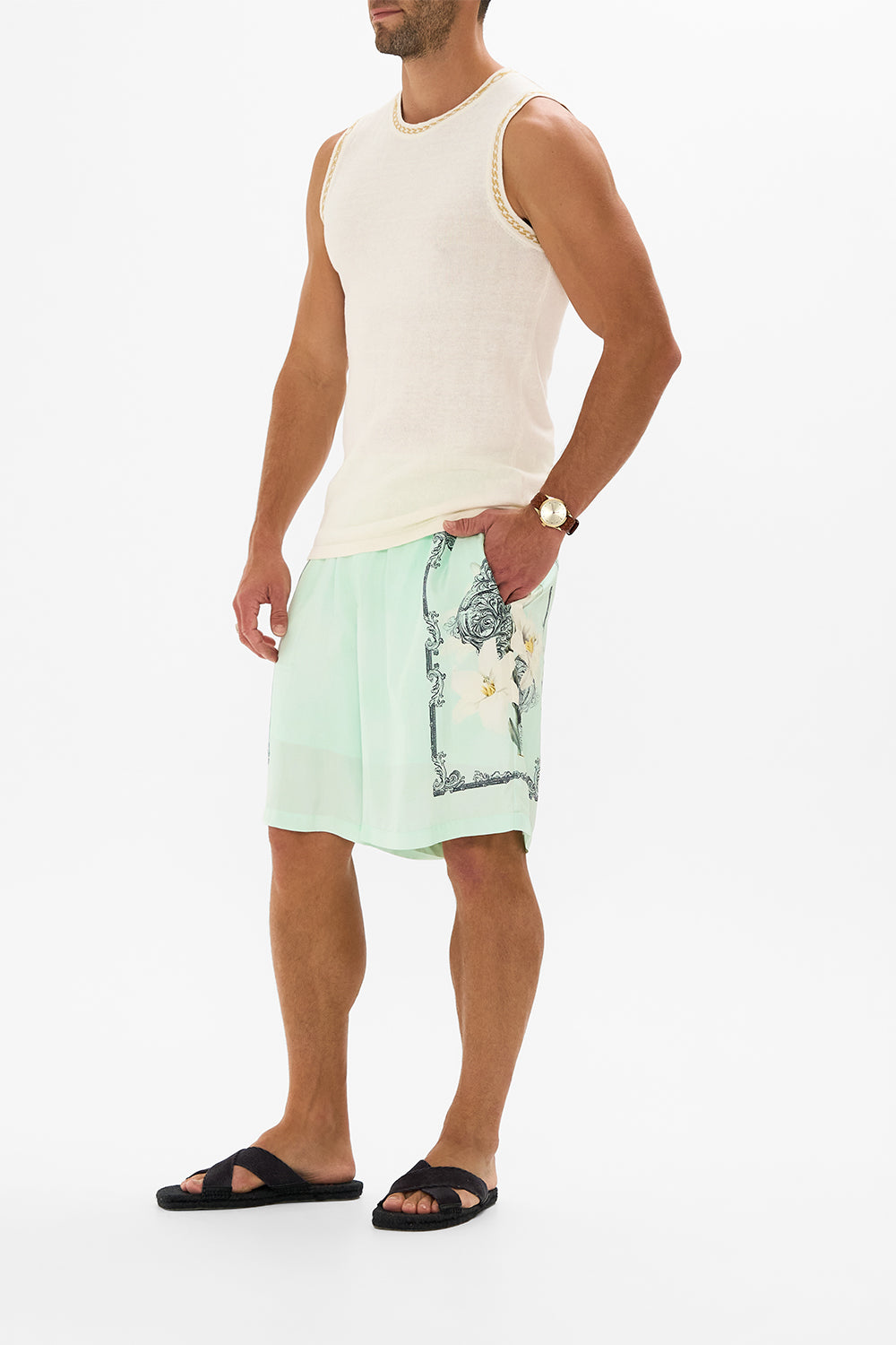 CAMILLA floral baggy mid length walk short in Petal Promise Land