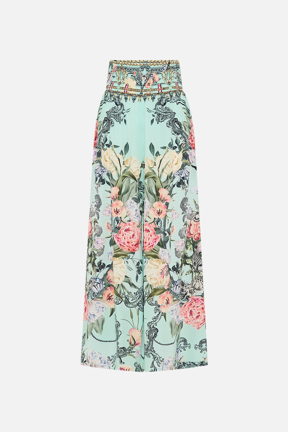 CAMILLA Floral Shirred Waist Pant in Petal Promise Land