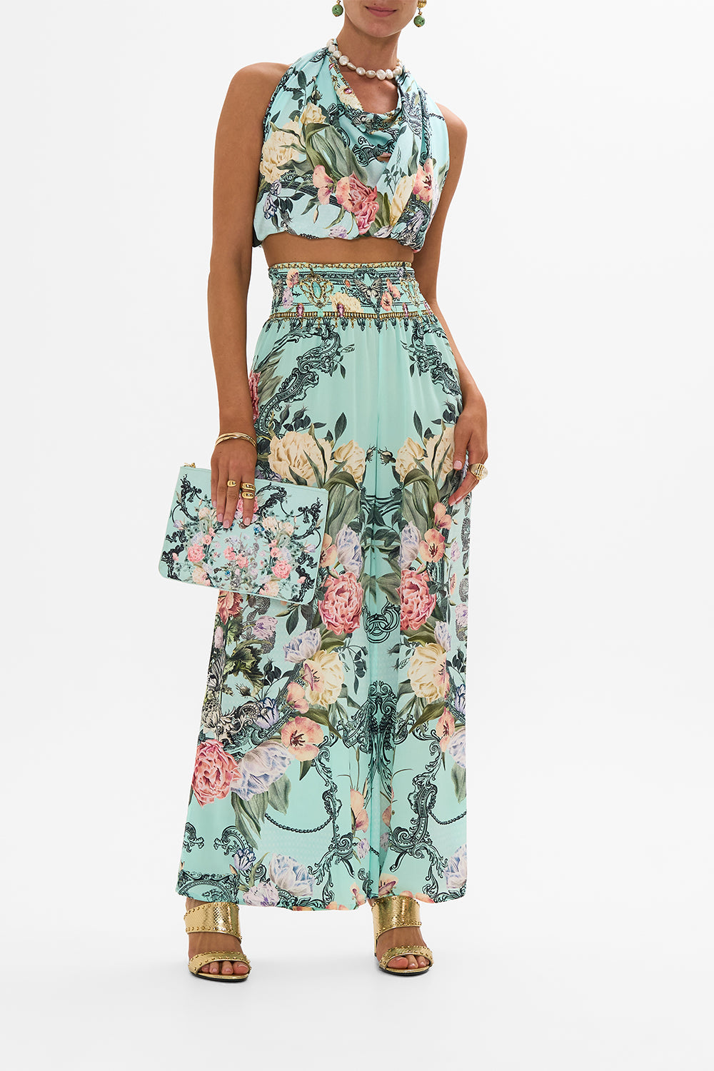 CAMILLA Floral Scarf Clutch in Stitched in Time print