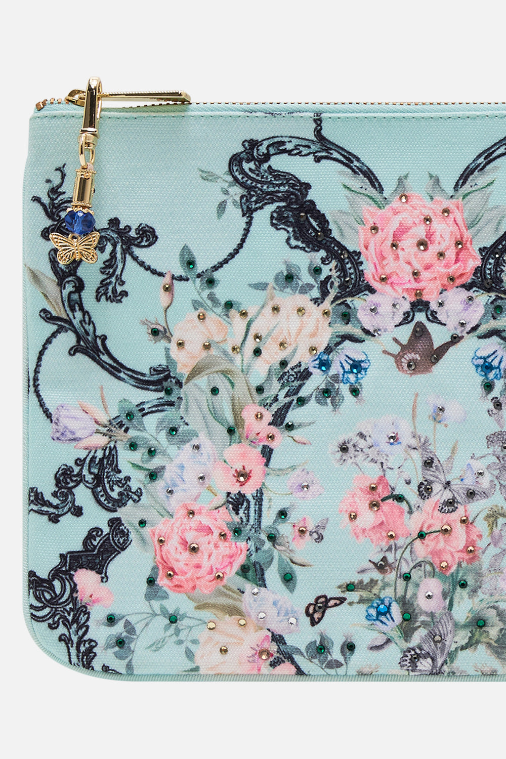 CAMILLA floral print clutch bag in Petal Promiseland print