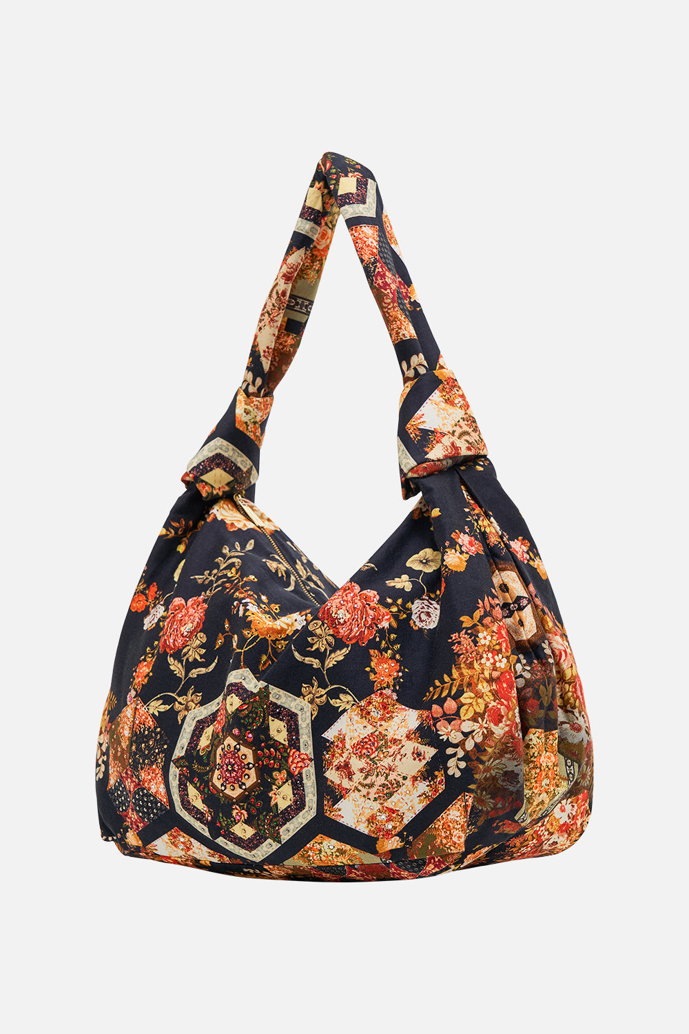 CAMILLA floral slouch shoulder bag in Stitched in Time