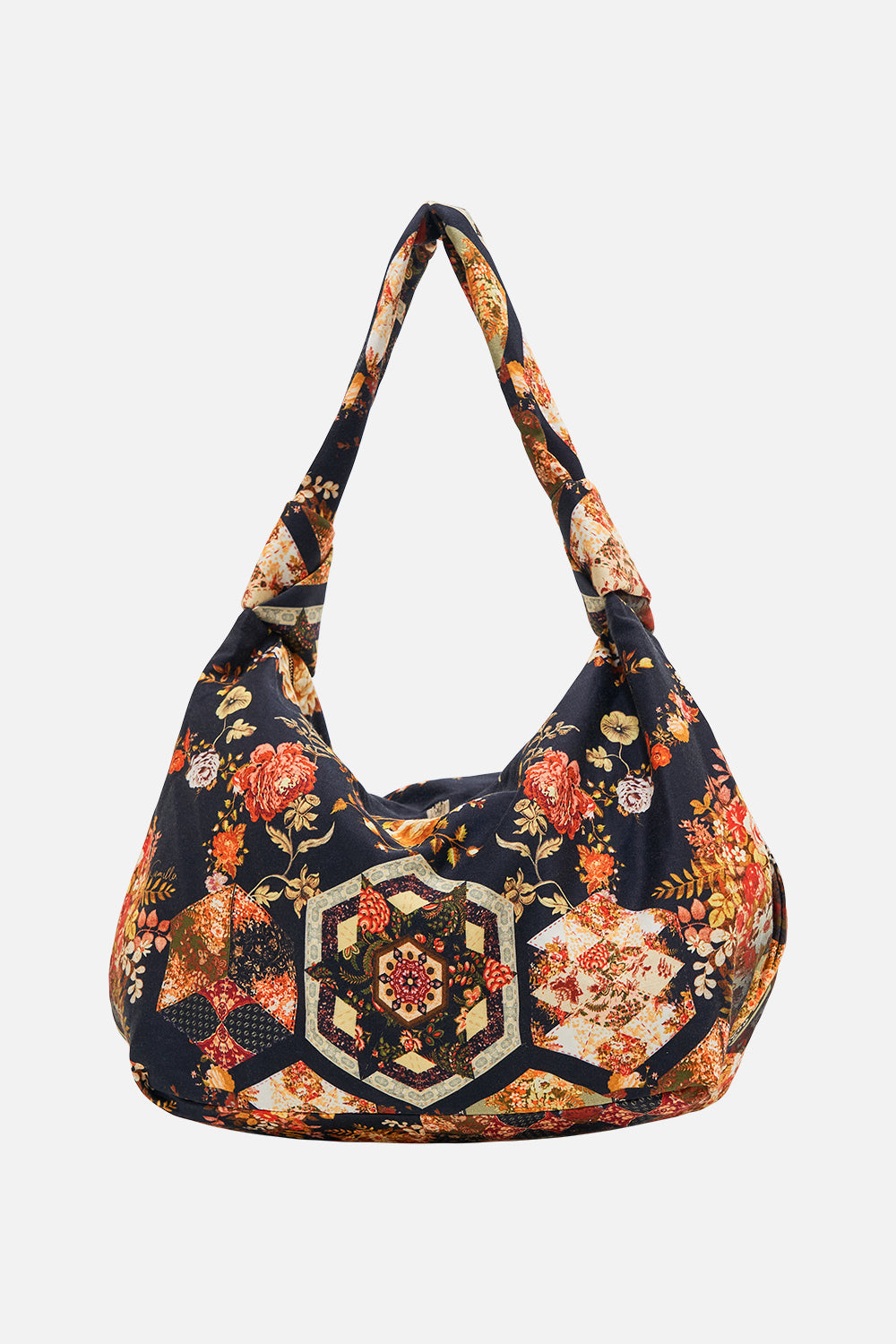CAMILLA floral slouch shoulder bag in Stitched in Time